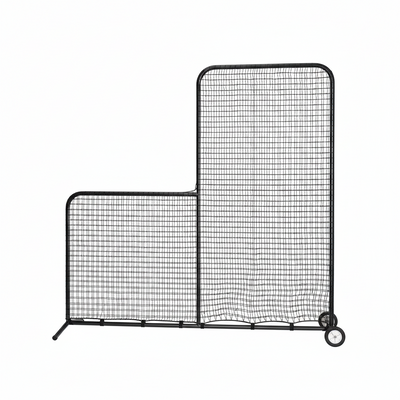 6X6Ft/7X7Ft Baseball L Screen with Wheels for Batting Cage, Pitcher Protector Net for Pitchers Protection, Includes Portable Carry Bag, 4 Ground Stakes