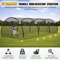 Baseball Batting Cages for Backyard 30Ft X 10Ft X 10Ft Baseball & Softball Cage Net with Zipper Door 4-Ply Reinforced Netting Portable Batting Cage for Backyard & Outdoor Lawn Training