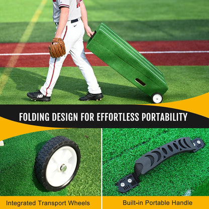 Baseball Pitching Mound with Stride Lines, Portable Pitchers Mound with Pitching Rubber and Anti-Fade Turf - 80 X 28 X 6 Inches
