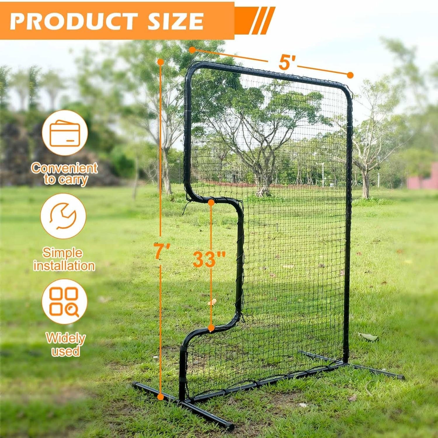 Heavy Duty Standard C Softball Pitching Screen, C Screen Baseball for Batting Cage, Portable Softball Baseballs Pitching Machine Protective Screen with 33” X 18” Cutout, Batting Practice Equipment