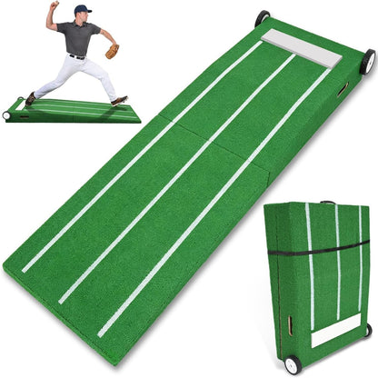 Baseball Pitching Mound with Stride Lines, Portable Pitchers Mound with Pitching Rubber and Anti-Fade Turf - 80 X 28 X 6 Inches