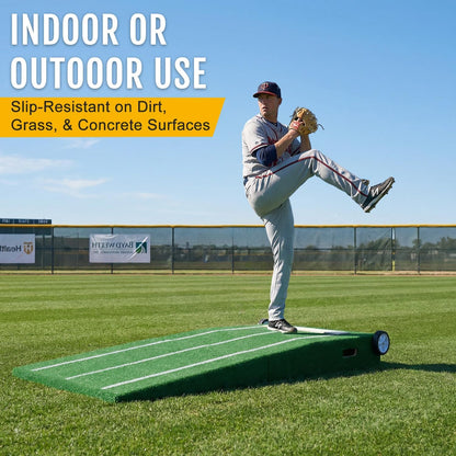 Baseball Pitching Mound with Stride Lines, Portable Pitchers Mound with Pitching Rubber and Anti-Fade Turf - 80 X 28 X 6 Inches