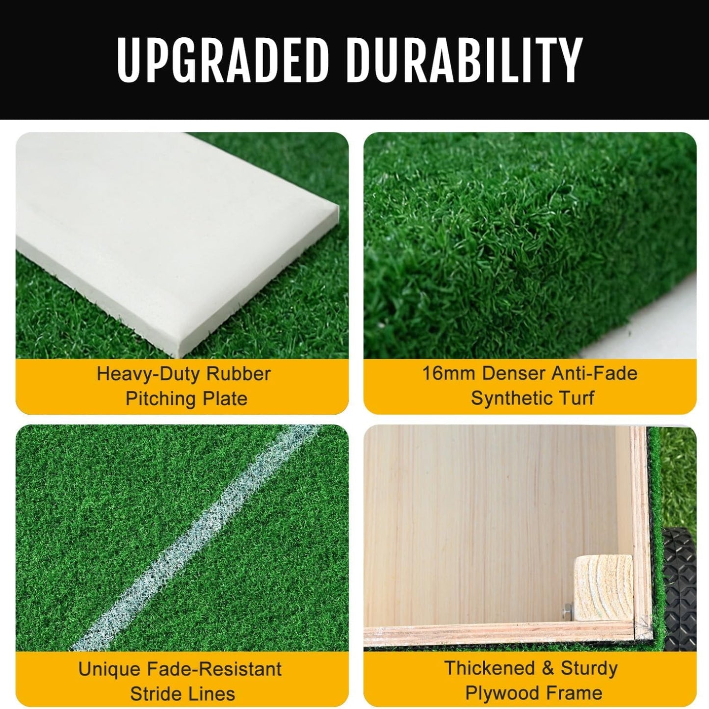 Baseball Pitching Mound with Stride Lines, Portable Pitchers Mound with Pitching Rubber and Anti-Fade Turf - 80 X 28 X 6 Inches