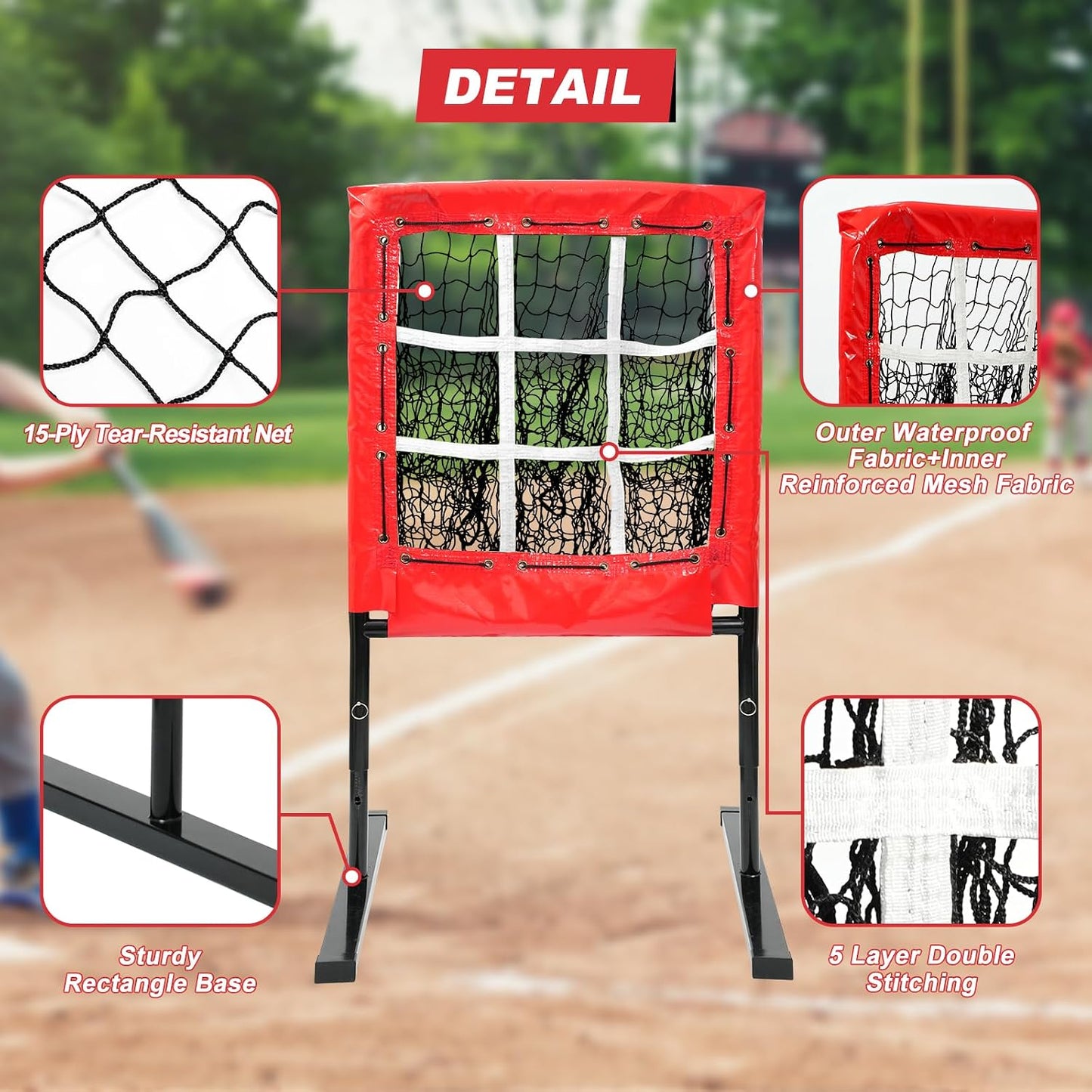 9 Hole Pitching Net, Baseball Pitching Net with Strike Zone, Solid Softball Pitching Net, Adjustable Heights Softball Baseball Training Equipment for Hitting and Pitching