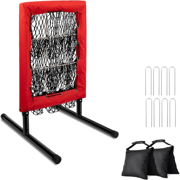 Heavy Duty 9 Hole Pitching Net with Strike Zone,9 Pocket Pitching Target Net of 4 Adjustable Heights (36-53In),Softball Pitching Net Fix by 8Xspikes and 2Xsandbags, Pitching Target Net for All Age