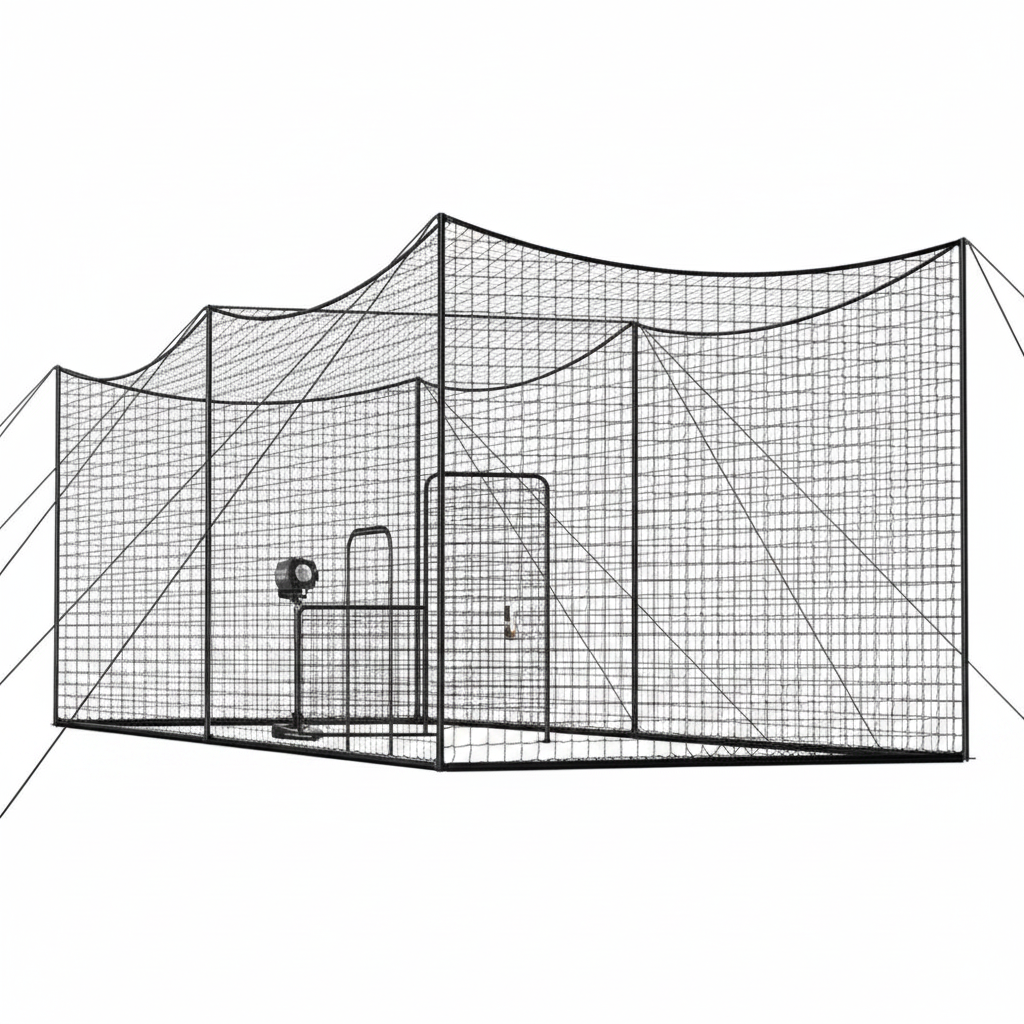 Baseball Batting Cage, 35.0 X 10.5 X 10.2 FT Freestanding Portable Batting Cage, Hitting Cages with 45-Ply Knotted HDPE & Long Positioning Ropes, Battings Cages Netting for Indoor Outdoor