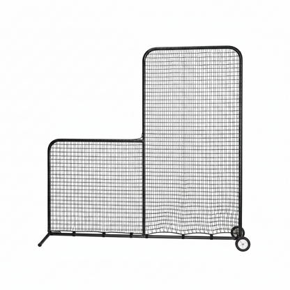 6X6Ft/7X7Ft Baseball L Screen with Wheels for Batting Cage, Pitcher Protector Net for Pitchers Protection, Includes Portable Carry Bag, 4 Ground Stakes