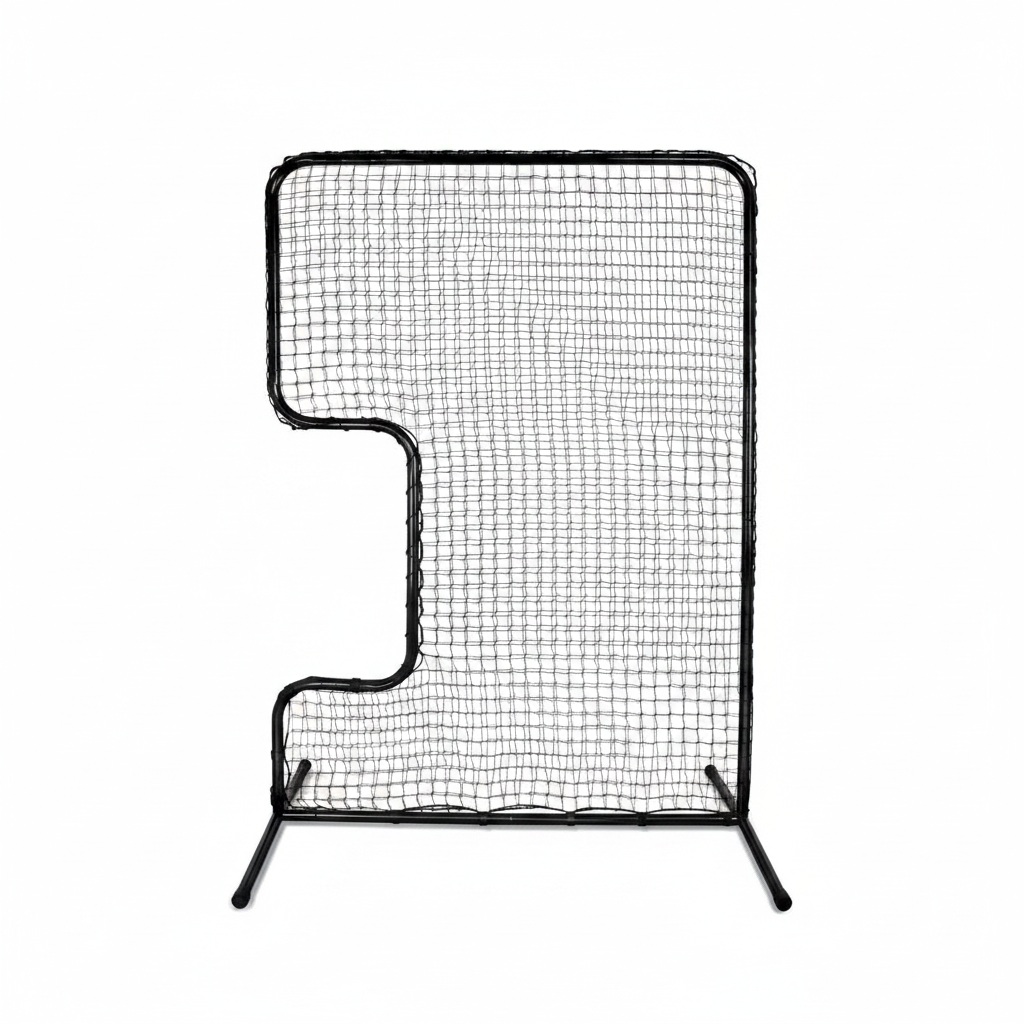 Heavy Duty Standard C Softball Pitching Screen, C Screen Baseball for Batting Cage, Portable Softball Baseballs Pitching Machine Protective Screen with 33” X 18” Cutout, Batting Practice Equipment
